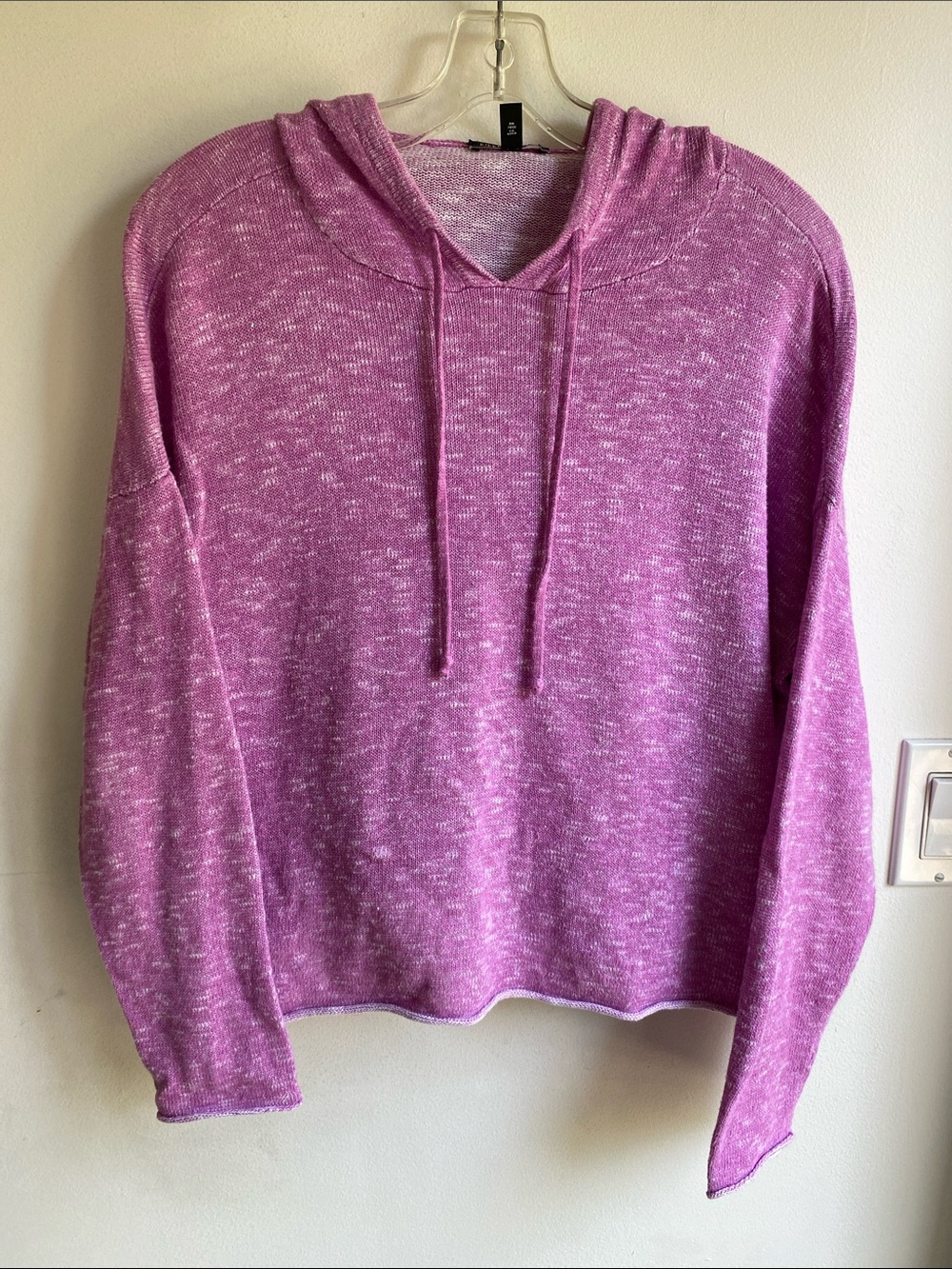 Eileen Fisher Slub Purple Oversized Organic Linen/Cotton Hoodie XS